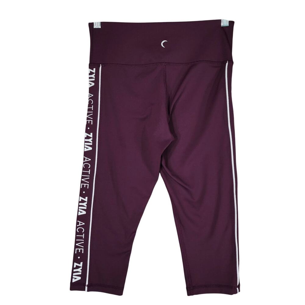Zyia Active‎ Legging 6-8 Women Light N Tight High Rise Crop Tuxedo Spellout 16"